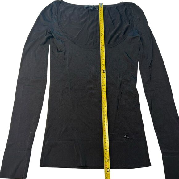 Gucci Women’s Size S Long Sleeve Scoop Neck Tee Black Minimalist Old Money Basic - Picture 6 of 7